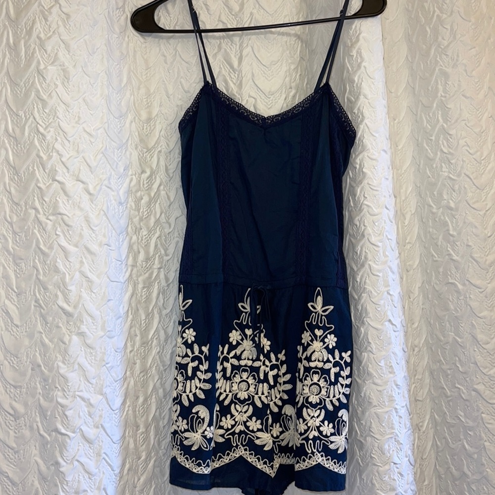 navy blue with lace romper